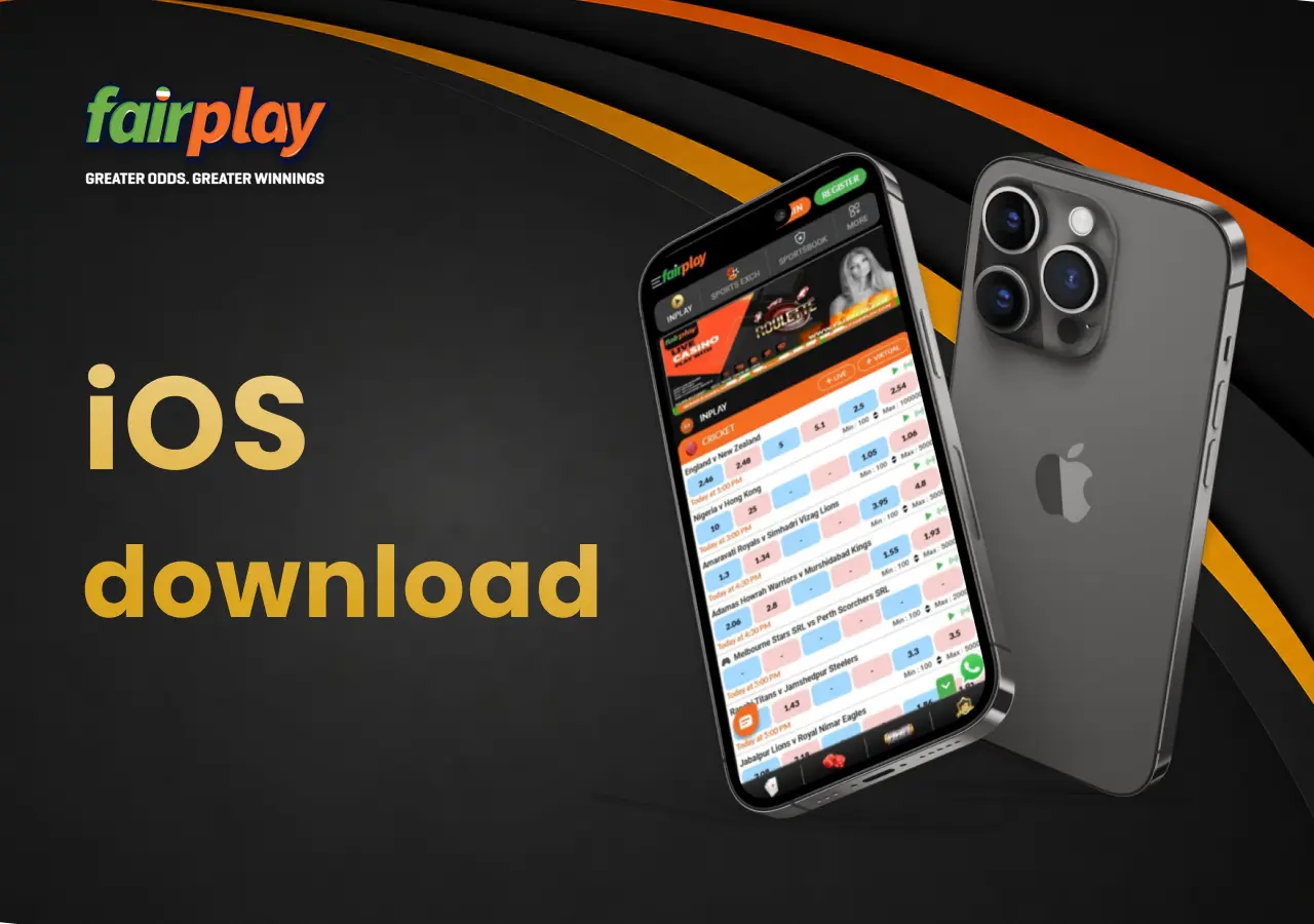 iPhone download page with the FairPlay homepage ready to open on mobile.